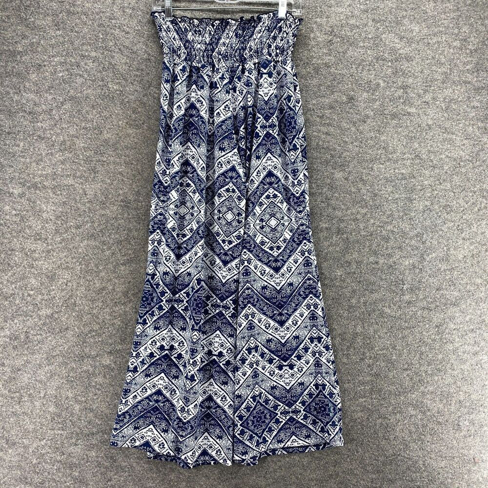 C'est La Vie Pants Women XL Blue Geometric High Rise Flat Front Chino Pull On - Picture 2 of 11